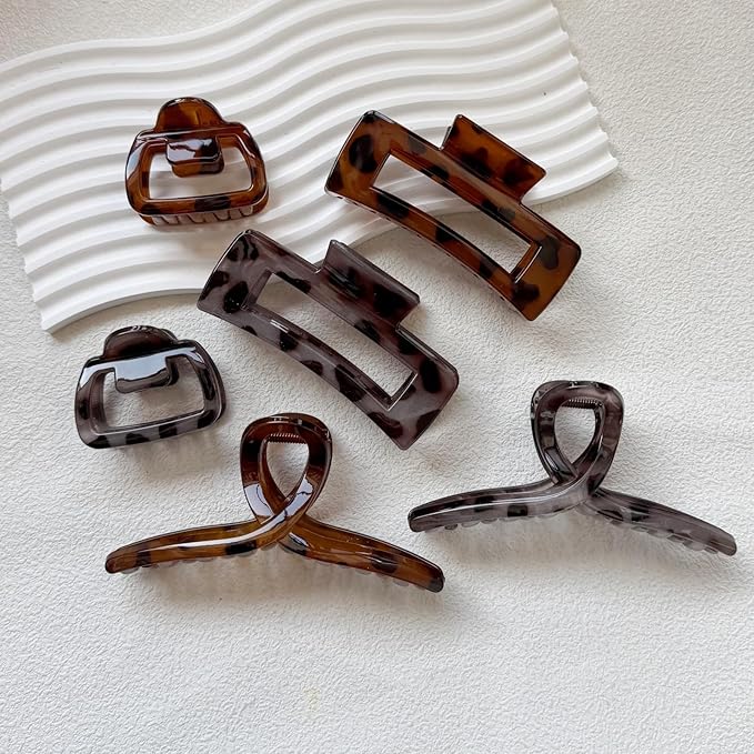 6 Pieces Hair Claw Clips for Women, Tortoise Shell Hair Claw Clip Strong Hold Non-slip Jaw Clips for Women