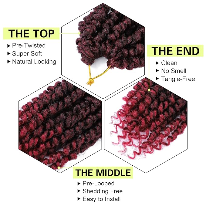 Passion Twist Crochet Hair 8Inch Passion Twist Hair 8 Packs Pre-Twisted Short Passion Twist Crochet Hair for Black Women Passion Twist Curly Crochet Hair Tbug