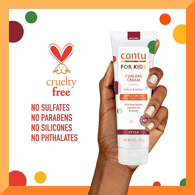 Cantu Care for Kids Paraben & Sulfate-free Curling Cream with Shea Butter, 8 oz (Pack of 3)