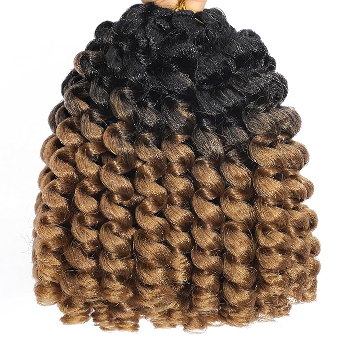 Short Jamaican Bounce Crochet Hair 3 Packs 2X Ringlet Wand Curl Crochet Hair 8 Inch Curly Crochet Braiding Hair 60 Roots
