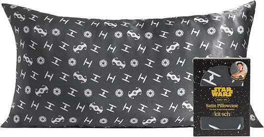 Kitsch x Star Wars Galactic Empire Satin Pillowcase | Satin Pillowcase with Zipper, Better Than Silk Pillowcase | Frizz-Reducing Pillow Case for Hair & Skin Care, Cooling & Breathable - King