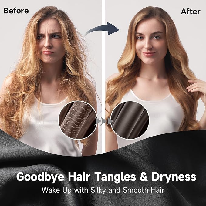 Umisleep Double-Sided 100% 22 Momme Mulberry Silk Bonnet for Sleeping Women, Large Silk Hair Wrap for Long Curly Hair, Non-Slip Sleep Cap with Adjustable Band, Ebony