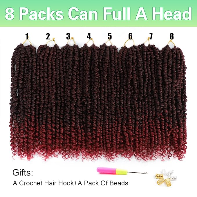 Passion Twist Crochet Hair 14Inch Passion Twist Hair for Black Women 8 Packs Pre Twisted Passion Twist Braiding Hair Extensions Tbug