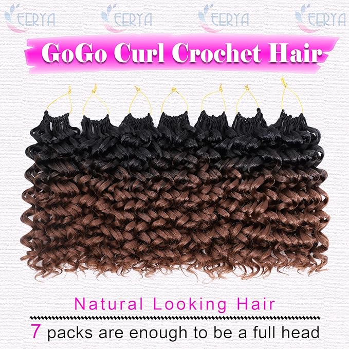 7 Packs GoGo Curl Crochet Hair 10 Inch Short Curly Crochet Hair for Women Deep Wave Beach Curl Crochet Braids Synthetic Braiding Hair Extensions(10 Inch, OT30)