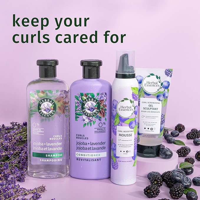 Herbal Essences Curl Boosting Mousse, Frizz Control for Curly & Wavy Hair, Long-Lasting Hold with Berry Scent, Paraben & Dye-Free, Cruelty-Free, 6.8 Fl Oz Each, 3 Pack
