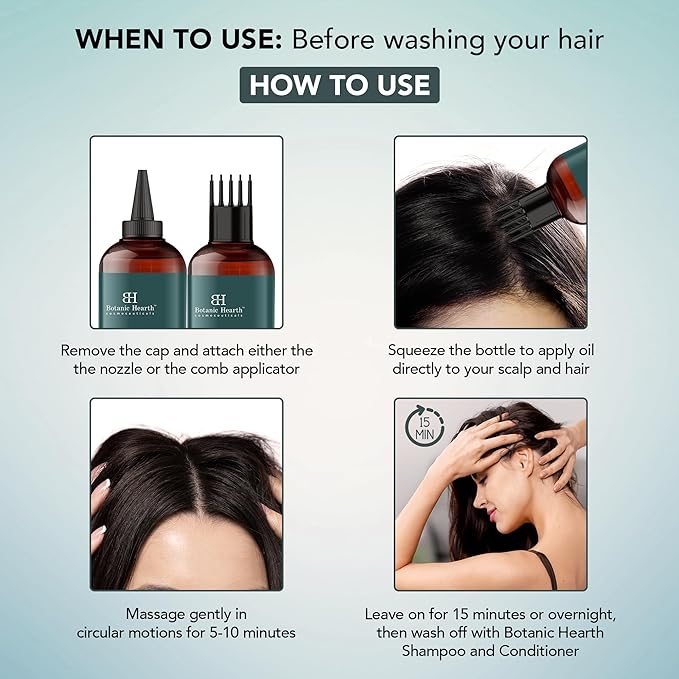 Botanic Hearth Hair Oil for Hair Growth & Hair Relaxer | Strengthening Dry, Frizzy, Damaged Hair & Scalp Treatment | Rosemary & Pumpkin Hair Oil – 6.7 Fl Oz