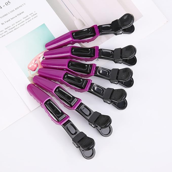 HH&LL Hair Clips for Women – Wide Teeth & Double-Hinged Design – Alligator Styling Sectioning Clips of Professional Hair Salon Quality - 10Pack (Purple)