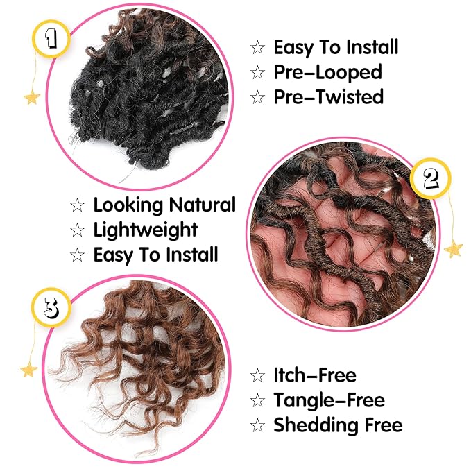 Fulcrum Goddess Locs Crochet Hair 14 Inch, 8 Packs New Faux Locs Crochet Hair for Black Women, Crochet locs with Curly Ends (14Inch (Pack of 8), 1B/4/30#)