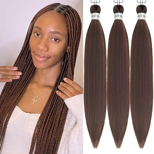 Red Brown Braiding Hair Pre Stretched Hypoallergenic Prestretched Braiding Hair Extensions Synthetic Knotless Ez Braid Non Toxic Itch Free