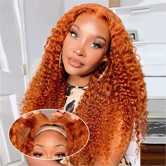 Curly Bob Wig Human Hair Deep Wave 200% Density 5x5 HD Lace Closure Wigs Human Hair Bob Wigs For Black Women Wear And Go Glueless Curly Wig Ginger Color 18 Inch