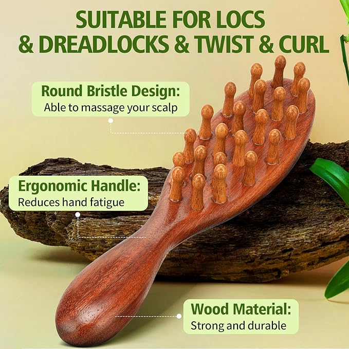 Rose Water for Hair Loc Spray Refreshing for Locs - Rose Water Hair Scalp Moisturizer Hydrating Dreadlock Rosewater & Peppermint Spray - Loc Brush for Dreads Comfortable Massage Wide Tooth Comb (2PCS)