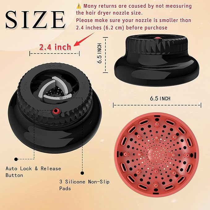 Universal Portable Blow Dryer Diffuser for Curly and Natural Wavy Hair, Hair Dryer Diffuser for Curly and Natural Wavy Hair (Black&Red)