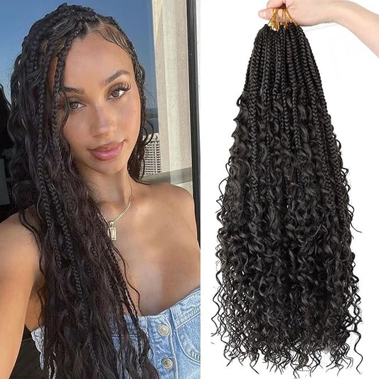 20 Inch Goddess Box Braids Crochet Hair for Black Women 8 Packs Crochet Box Braids Pre-looped Boho Box Braids Crochet Braids Synthetic Braiding Hair Extension #2