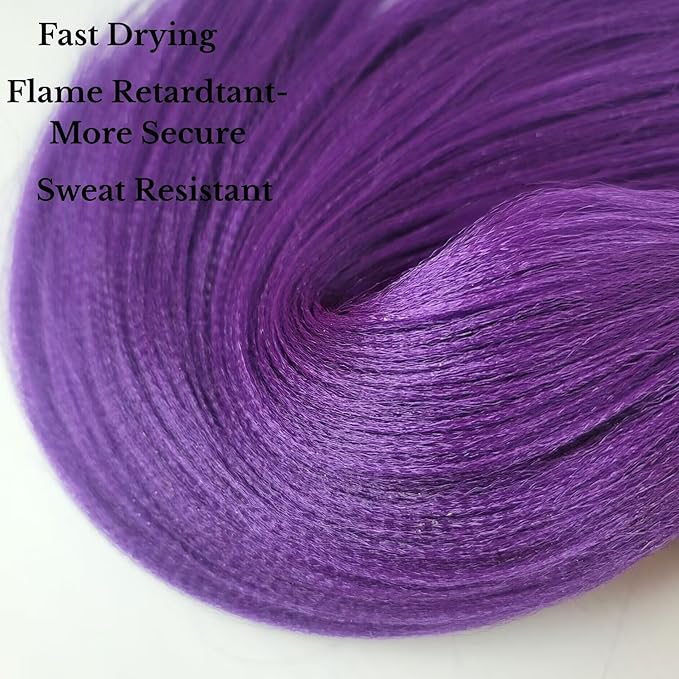 Kids Braiding Hair Pre stretched 16 inches Purple Yaki ez Braid Braiding Hair for Kids Knotless Braids