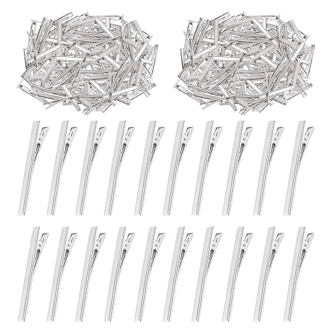 Swpeet 200Pcs 3inch - 7.5cm Alligator Hair Clips Kit, Perfect for Metal Duck Bill Hair Clips Flat Top Single Prong Hairpins for Hair Styling DIY Accessories