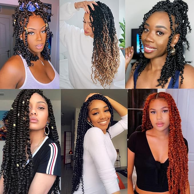 24 Inch Copper Red Passion Twist Hair 7 Packs Water Wave Crochet Hair For Butterfly Locs Goddess Locs Long Bohemian Curl Hair Synthetic Braiding Hair Extensions (24 Inch,350#)