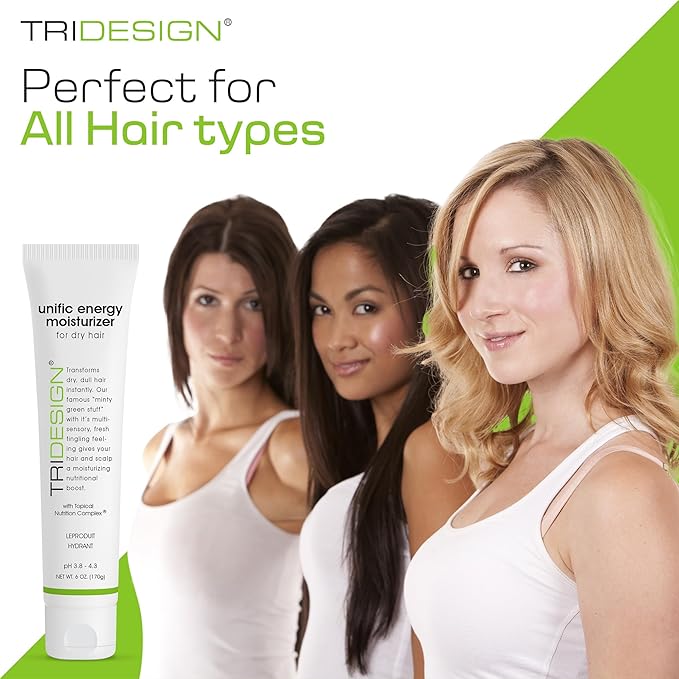 TRIDESIGN Unific Energy Moisturizer Conditioner – Leave In Conditioner for Curly Hair, Anti Frizz Hair Serum & Deep Conditioner for Dry, Damaged Hair – Frizz Control & Hair Care Solution – 6 oz Tube
