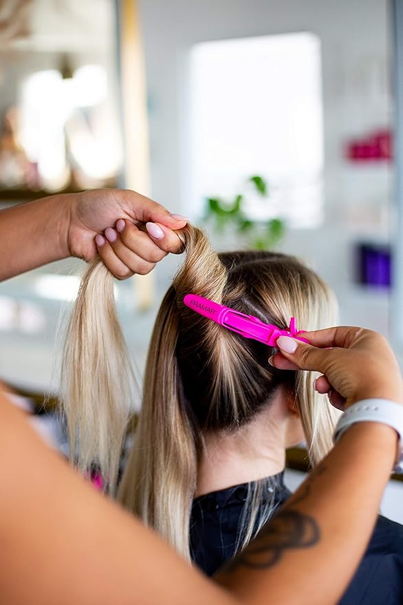 Framar Gator Grips Pink Styling Hair Clips - Professional Pink Hair Clips with Hair Styling and Sectioning, Rubberized - Wide Teeth & Durable for Hair Salon – 4 Pack