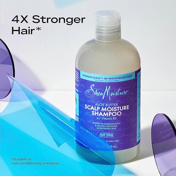 SheaMoisture Scalp Moisture Shampoo Aloe Butter & Vitamin B3 Hair Care with a Boost of Hydration To Hydrate Scalp + Moisturized Hair 13 oz