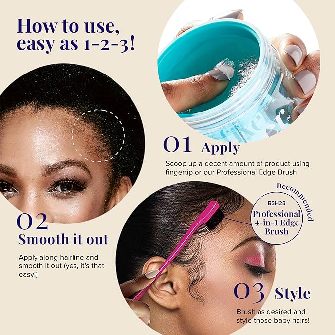 Red by Kiss Edge Fixer Hair Shine Gel, 24 Hour Max Hold, Non-Flaking, Biotin B7 Infused, Natural Styling, Professional Edge Control Wax, Perfect for Braiding (Watermelon)