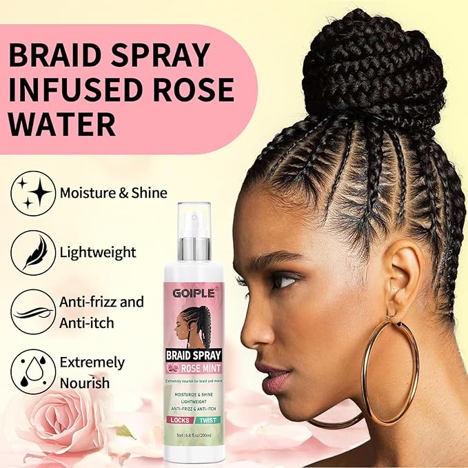 Braid Foam Control Mousse Hair Braiding Mousse for Twist, Locs, Braids Lightweight - Braid Spray Rose Mint for Dreads, Dreadlocks, Locks Spray Rose Water for Itchy Scalp (2PCS)