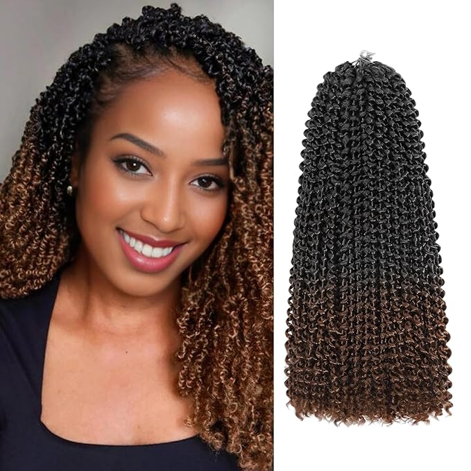 Passion Twist Hair 12 Inch 8 Packs Water Wave Crochet Hair Bohemian Braiding Hair Pre Looped Crochet Braids Hair Extensions for Black Women （T/30#）