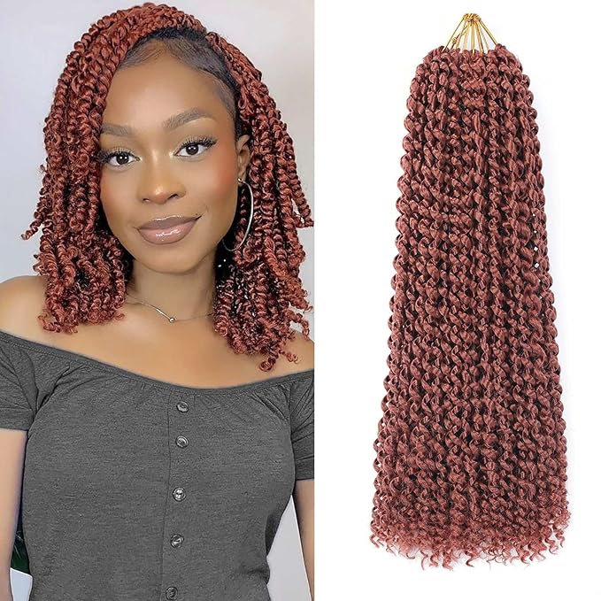 350# Color Passion Twist Hair 18 Inch 7 Packs Passion Twist Braiding Hair Water Wave Crochet Hair For Black Women Passion Twist Crochet Hair/Butterfly Locs/Spring Twist Crochet Braids(18in,350)