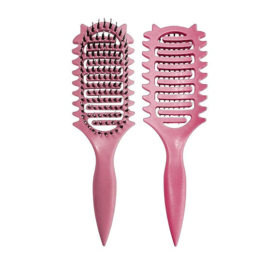 New Curl Defining Brush Ventilated Boar Bristle Hair Brush,Curl Brush For Curly Hair Wet,Curly Hair Brush For Women And Men For Christmas Gift(Pink)