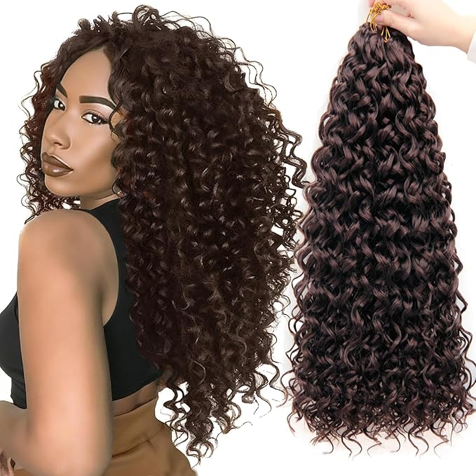 YXCHERISHAIR Curly Crochet Hair GoGo Curl Crochet hair for Women 8Packs Deep Wave Braiding hair,Synthetic Bohemian Crochet Braid Water Wave Crochet hair Extensions(33#,18Inch)