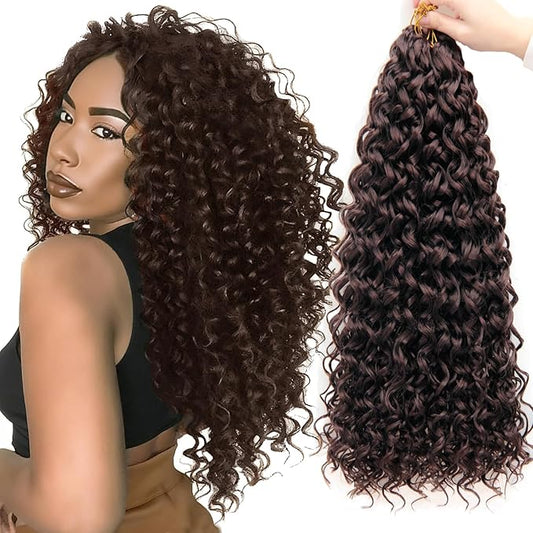 YXCHERISHAIR Curly Crochet Hair GoGo Curl Crochet hair for Women 8Packs Deep Wave Braiding hair,Synthetic Bohemian Crochet Braid Water Wave Crochet hair Extensions(33#,18Inch)