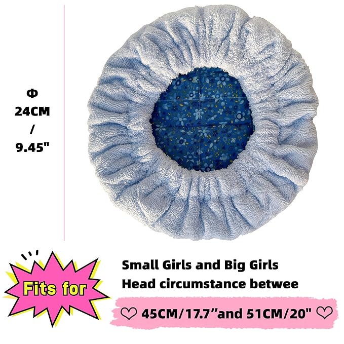 AKISS Flaxseed Deep Conditioning Heat Cap Portable Microwave Hot Bonnet Therapy Hair care Cap For Kids Girls (SkyBlue/Dog, Small)