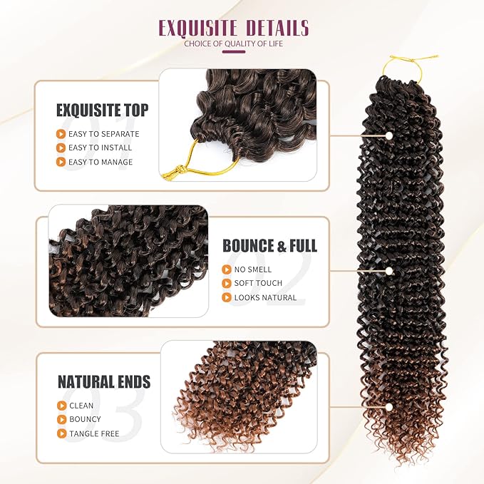 Dansama Passion Twist Hair Water Wave Braiding Hair for Butterfly Style Crochet Braids Bohemian Hair Extensions (18inch (Pack of 7), T1B/30)