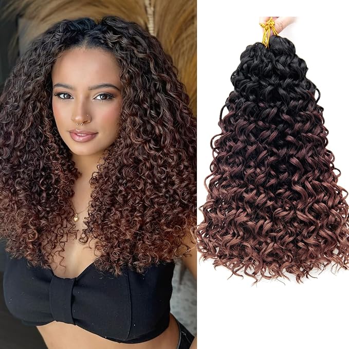 YXCHERISHAIR 8 Packs Curly Crochet Hair GoGo Curl Crochett hair for Women Deep Wave Braiding hair,Synthetic Bohemian Crochet hair Extensions(1B/33/30, 14inch)