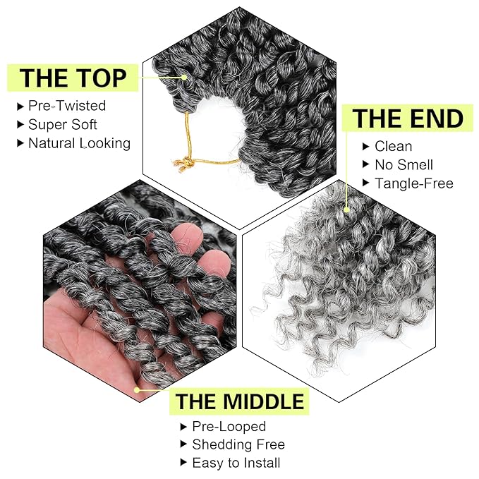 Passion Twist Crochet Hair 12Inch Passion Twist Hair 8 Packs Pre-Twisted Passion Twist Crochet Hair for Black Women Soft Passion Twist Curly Crochet Hair 12"(Pack of 8) T51