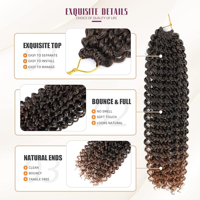 Dansama 7 Packs Passion Twist Hair Water Wave Braiding Hair for Butterfly Style Crochet Braids Bohemian Hair Extensions (14inch (Pack of 7), T1B/30)