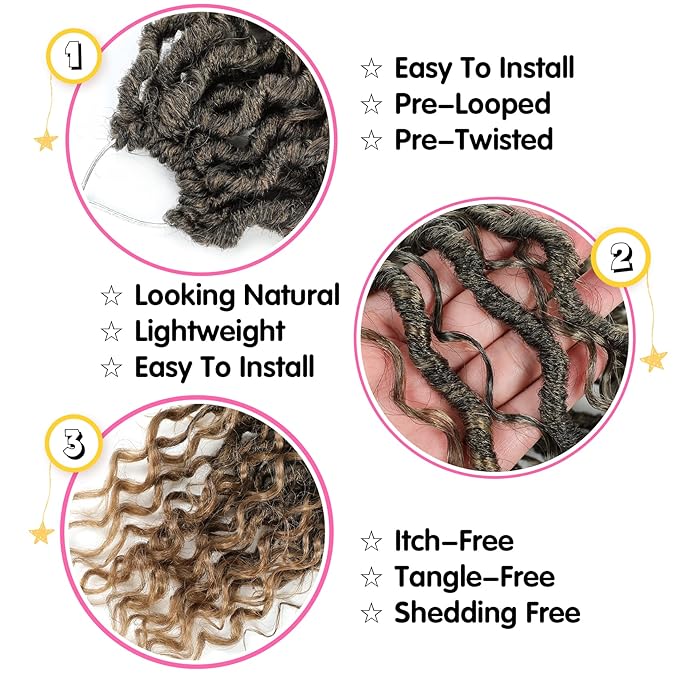 Fulcrum Goddess Locs Crochet Hair 12 Inch, 8 Packs New Faux Locs Crochet Hair for Black Women, Crochet locs with Curly Ends (12Inch (Pack of 8), T27#)