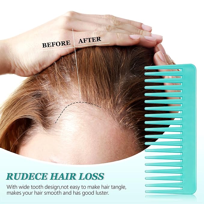 Patelai Wide Tooth Comb Large Hair Detangling Comb for Curly, Wet Dry Hair, No Handle Detangler Accessories(Cyan)