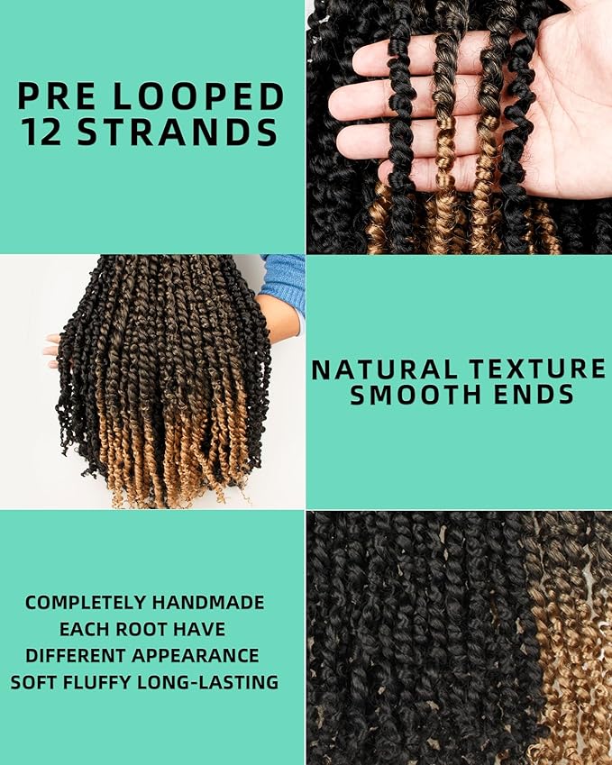 20 Inches 8 Packs crochet twists pre looped，Mixed Colors Combo Pack(6 packs 1B+ 2 pack T1B/27),Passion Twist Crochet Hair-Super Long Pre-twisted Pre Looped Hair Extensions(20"-8 Packs,1B+T27)