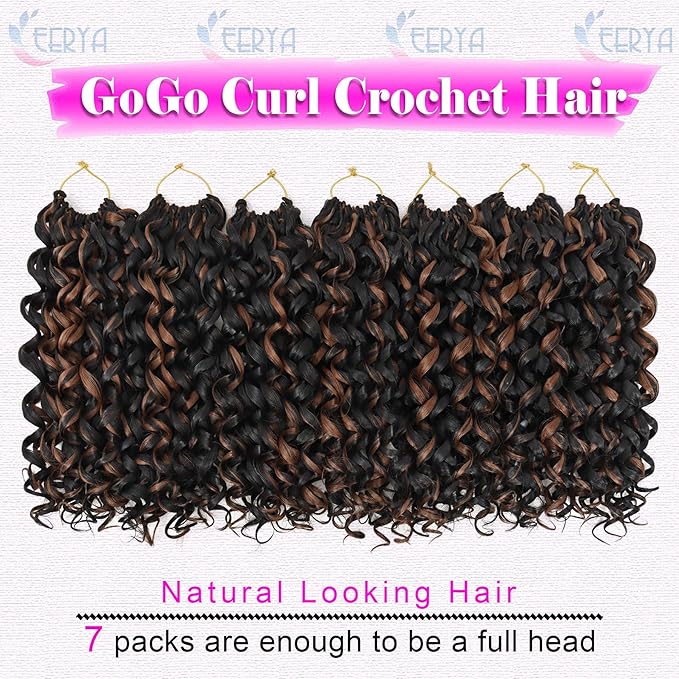 7 Packs GoGo Curl Crochet Hair 8 Inch Short Curly Crochet Hair for Women Deep Wave Beach Curl Crochet Braids Synthetic Braiding Hair Extensions(8 Inch, P30)