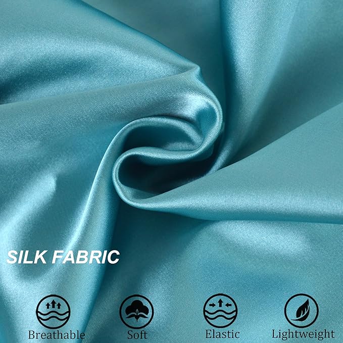 Silk Bonnet for Sleeping Satin Bonnets Double Layer Reversible Hair Cap Bonnet for Women Long Curly Braid Hair (ScubaBlue)