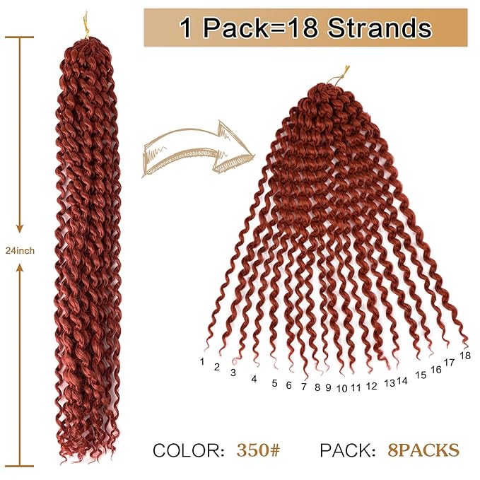 NAYOO Passion Twist Hair-8 Packs 24 Inch Water Wave Crochet Hair,Passion Twist Crochet Hair For Women Long Passion Twists Synthetic Braiding Hair Extensions(24 Inch 8 Packs,350#)