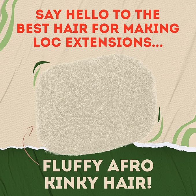 Locsanity Afro Kinky 100% Bulk Natural Human Hair - Braiding Hair for Dreadlocks, Loc Repair, Dreadlock Extensions, Twists, Braids - 16 Inches Long, 1 Oz