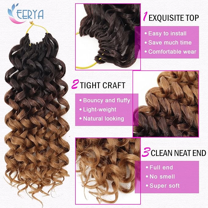 7 Packs GoGo Curl Crochet Hair 10 Inch Short Curly Crochet Hair for Women Water Wave Beach Curl Deep Twist Crochet Braids Synthetic Braiding Hair Extensions (10 Inch, OT4/30)