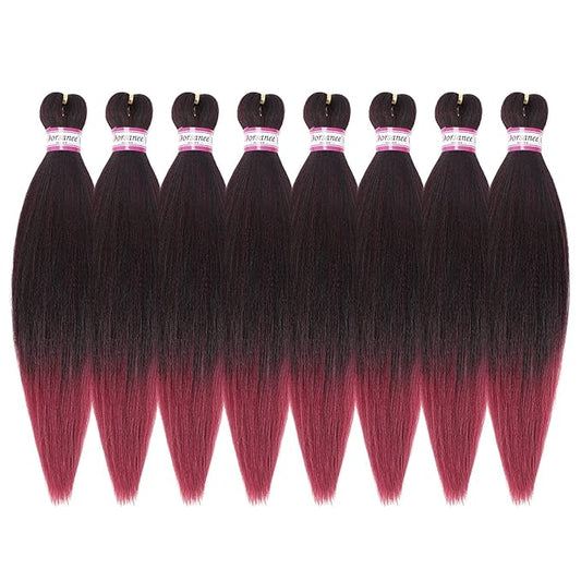 Pre-Stretched Braiding Hair Extensions-16 Inch 8 Packs Synthetic Braiding Hair Crochet Braids, Natural Easy Braid Crochet Hair, Hot Water Setting Professional Soft Yaki Straight Texture (#1B/bug)