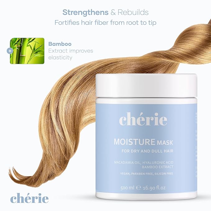 Deep Conditioning Hair Mask for Curly and Straight Hair With Macadamia Oil, Hyaluronic Acid & Bamboo Extract, Hydrating for Dry Damaged, Helps Repair, Reducing Frizz & Breakage, Vegan 16.90 oz