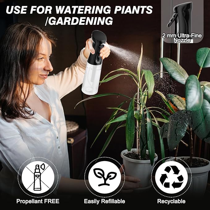 IMPORX Continuous Spray Bottle for Hair (10.1oz/300ml) 2 Pack Home Essentials Spray Bottles For Cleaning Empty Ultra Fine Water Mister Sprayer For Hairstyling Garden Plants Curly Hair Perfume Etc