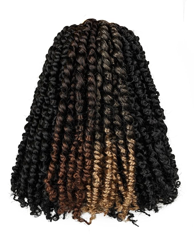 14 Inch 8 Packs Passion Twist Crochet Hair Pre looped-Mixed Color Combo Pack(6 packs 1B+ 1 pack T1B/27+1 pack T1B/30)Pre-twisted Pre Looped Soft & Bouncy Synthetic Braided Hair Extensions (1B+T27+T30)