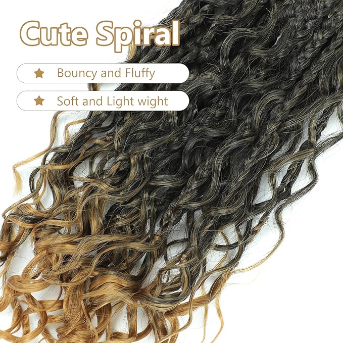 8 Packs Box Braids Crochet Braids with Curly Ends 12 Inch Crochet Box Braids 3X Box Braid Crochet Hair Extension(12(8Packs), 1B/27)