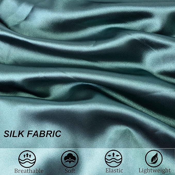 Silk Bonnet for Sleeping Satin Bonnets Double Layer Reversible Hair Cap Bonnet for Women Long Curly Braid Hair (Dark Green)