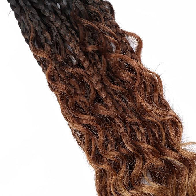 14 Inch Goddess Box Braids Crochet Hair for Black Women 8 Packs Crochet Box Braids Pre-looped Boho Box Braids Crochet Braids Synthetic Braiding Hair Extension 1b/30/27